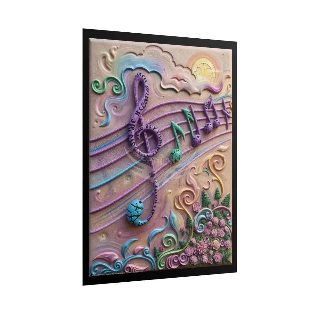 3D Boho Musical Staff Poster — Music Room Wall Art for Music Lovers Poster
