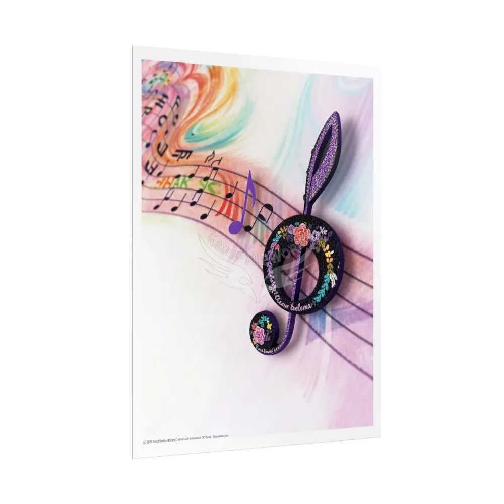 3D Boho Musical Staff Poster — Music Room Wall Art for Music Lovers Poster