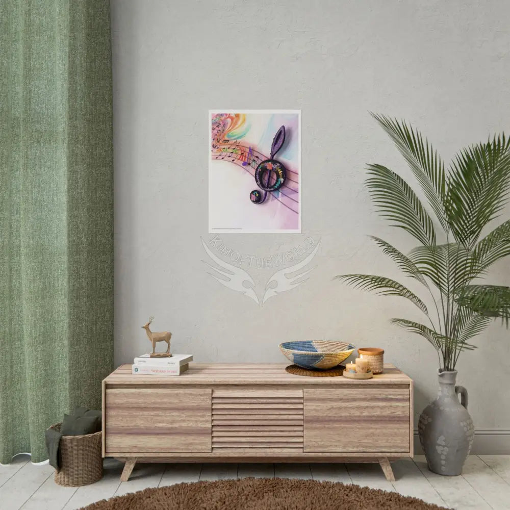 3D Boho Musical Staff Poster — Music Room Wall Art for Music Lovers Poster