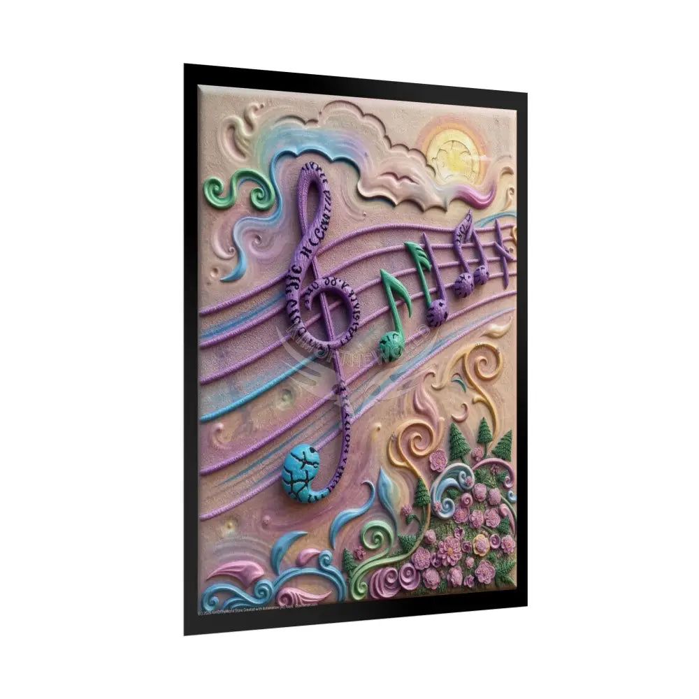 3D Boho Musical Staff Poster — Music Room Wall Art for Music Lovers Poster