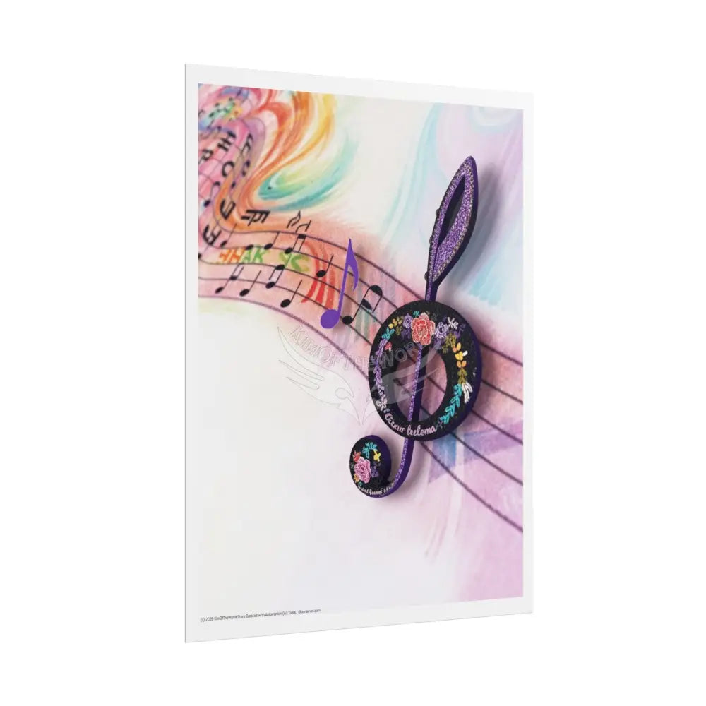 3D Boho Musical Staff Poster — Music Room Wall Art for Music Lovers Poster