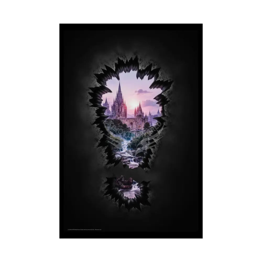 3D Break Out ’!’ Exclamation Point Window to Fantasy Goth Landscape Poster — Colorful Rolled Art Print 24’’ x 36’’