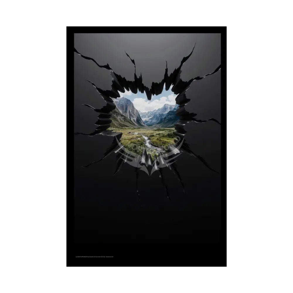 3D Break Out Window to Fantasy Goth Landscape Poster — Colorful Rolled Art Print 20″ x 30″ (Vertical) / Semi Glossy