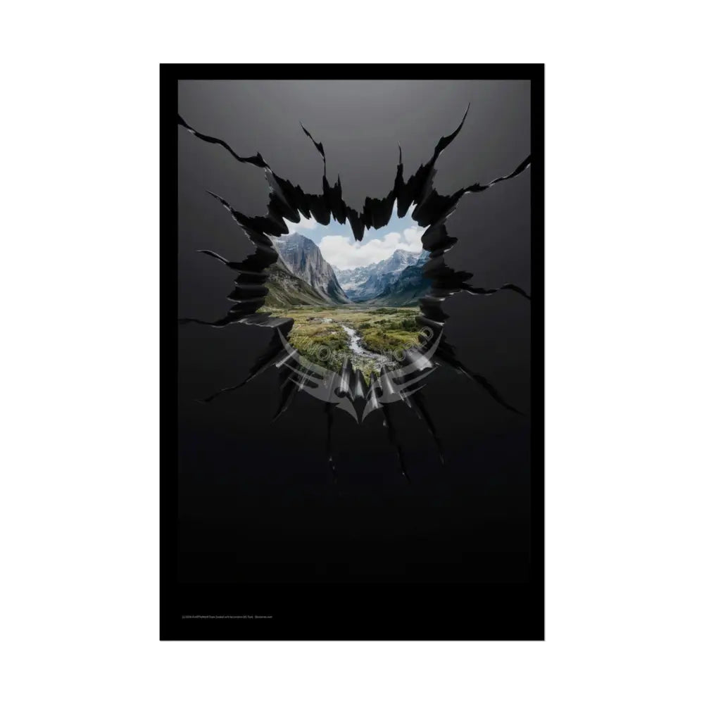 3D Break Out Window to Fantasy Goth Landscape Poster — Colorful Rolled Art Print 24’’ x 36’’ (Vertical) / Semi Glossy