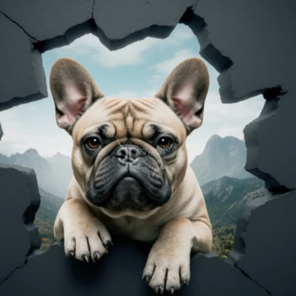 3D Breakout Empowered Frenchie Unpasted Mural Wallpaper 144’’x100’’ - 144’’x100’’ - Wall Coverings