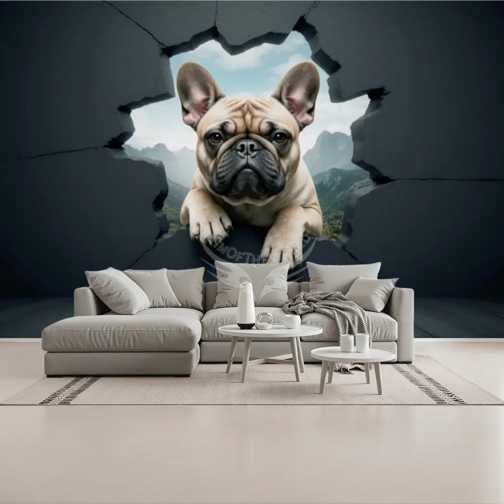3D Breakout Empowered Frenchie Unpasted Mural Wallpaper 144’’x100’’ - 144’’x100’’ - Wall Coverings
