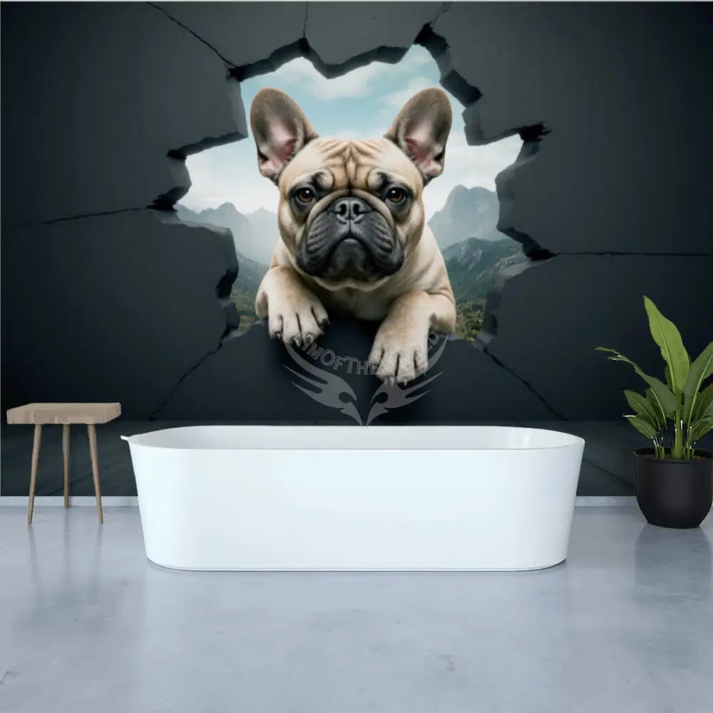 3D Breakout Empowered Frenchie Unpasted Mural Wallpaper 144’’x100’’ - 144’’x100’’ - Wall Coverings