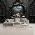 3D Breakout Window Wall Pit Bull Dog Unpasted Mural Wallpaper 144’’x100’’ - 144’’x100’’ - Wall Coverings