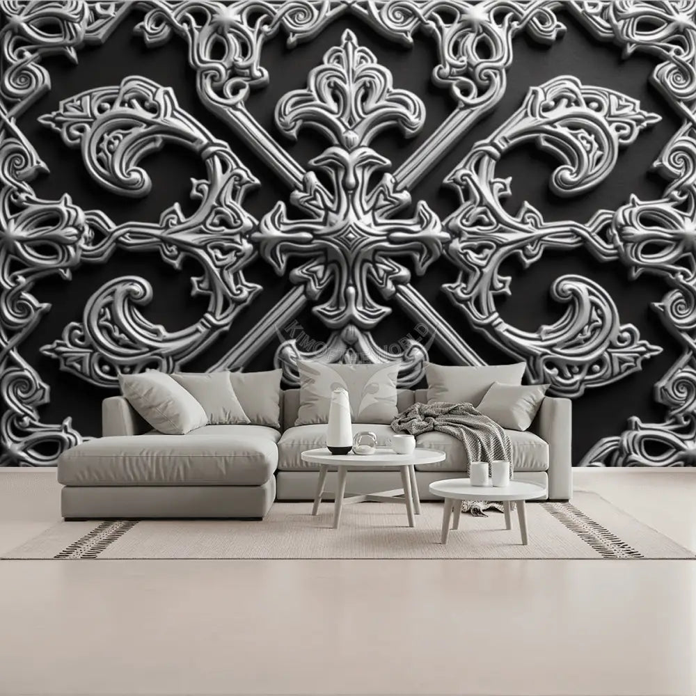 3D Bulky Chrome Design Unpasted Mural Wallpaper 144’’x100’’ 144’’x100’’ Wall Coverings