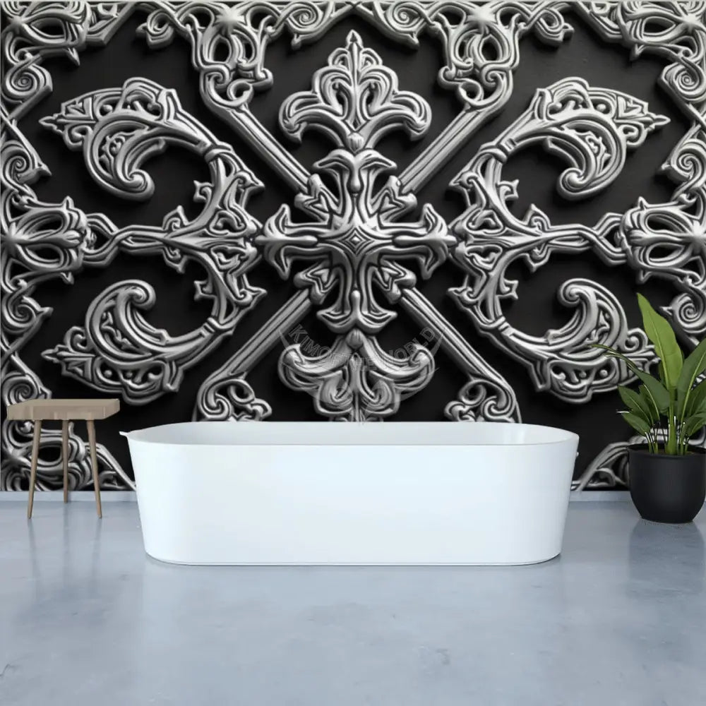 3D Bulky Chrome Design Unpasted Mural Wallpaper 144’’x100’’ 144’’x100’’ Wall Coverings