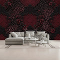 3D Burgundy Animal Print Unpasted Mural Wallpaper 144’’x100’’ 144’’x100’’ Wall Coverings