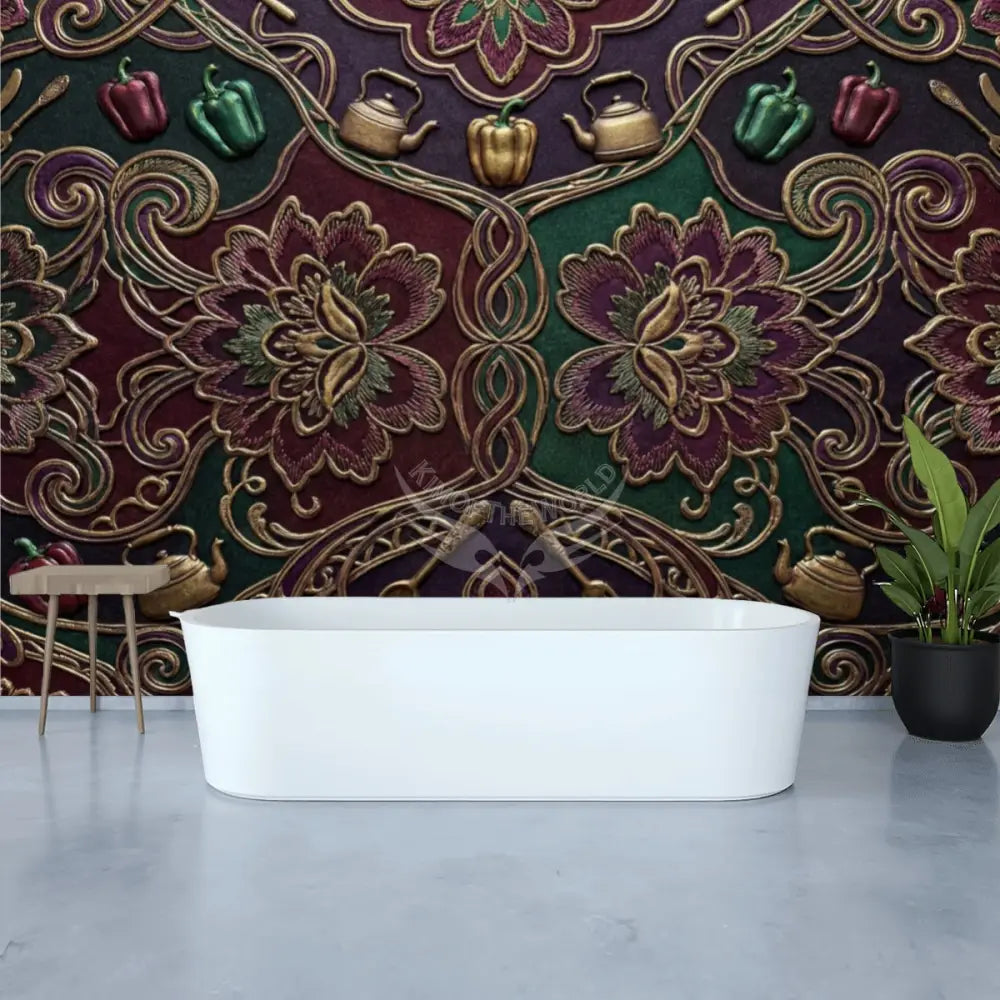 3D Burgundy Purple Peppers Unpasted Mural Wallpaper 144’’x100’’ 144’’x100’’ Wall Coverings