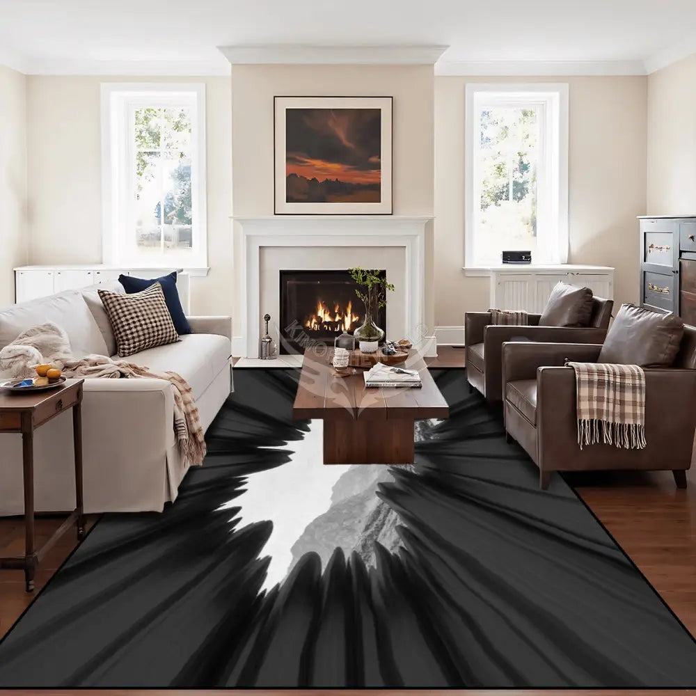3D Burst Black Wall Winter Mountain 10 ft x 8 ft Large Area Rug Floor Carpet 120’’x96’’ Rugs & Mats