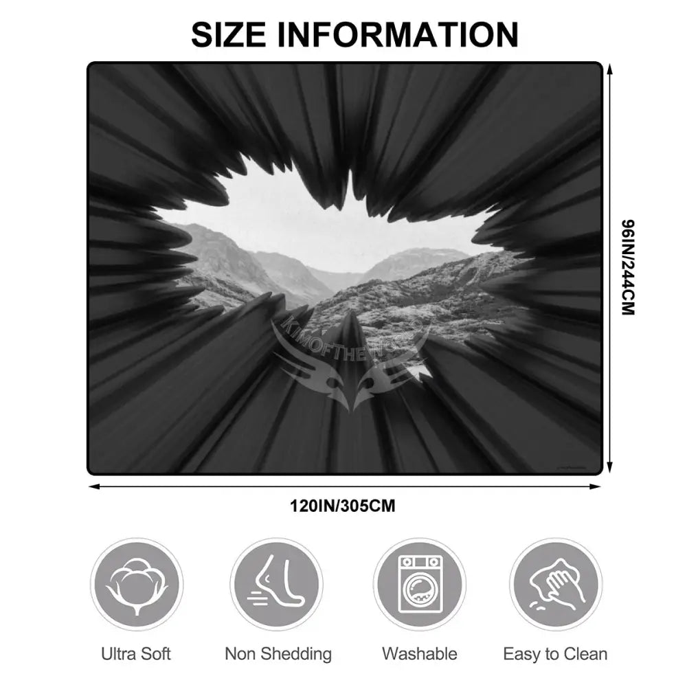 3D Burst Black Wall Winter Mountain 10 ft x 8 ft Large Area Rug Floor Carpet 120’’x96’’ Rugs & Mats