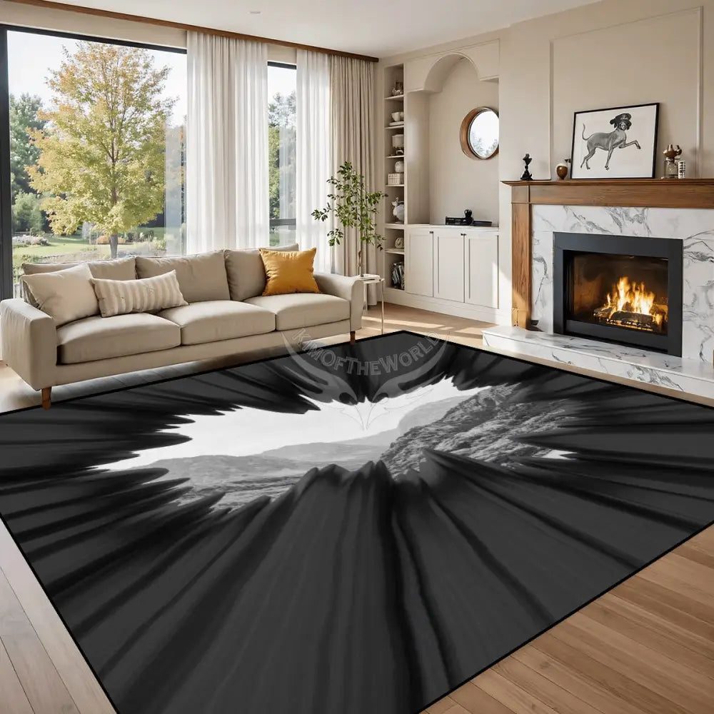 3D Burst Black Wall Winter Mountain 10 ft x 8 ft Large Area Rug Floor Carpet 120’’x96’’ Rugs & Mats