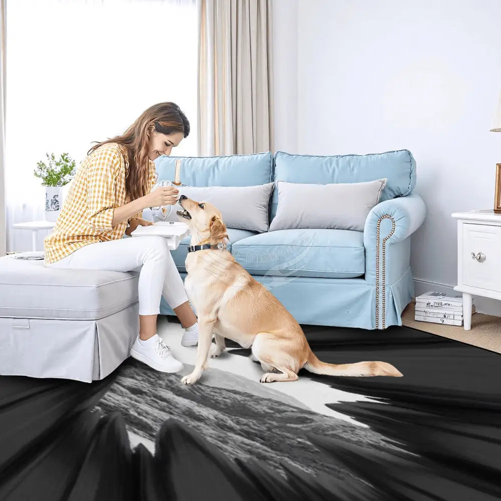 3D Burst Black Wall Winter Mountain 10 ft x 8 ft Large Area Rug Floor Carpet 120’’x96’’ Rugs & Mats