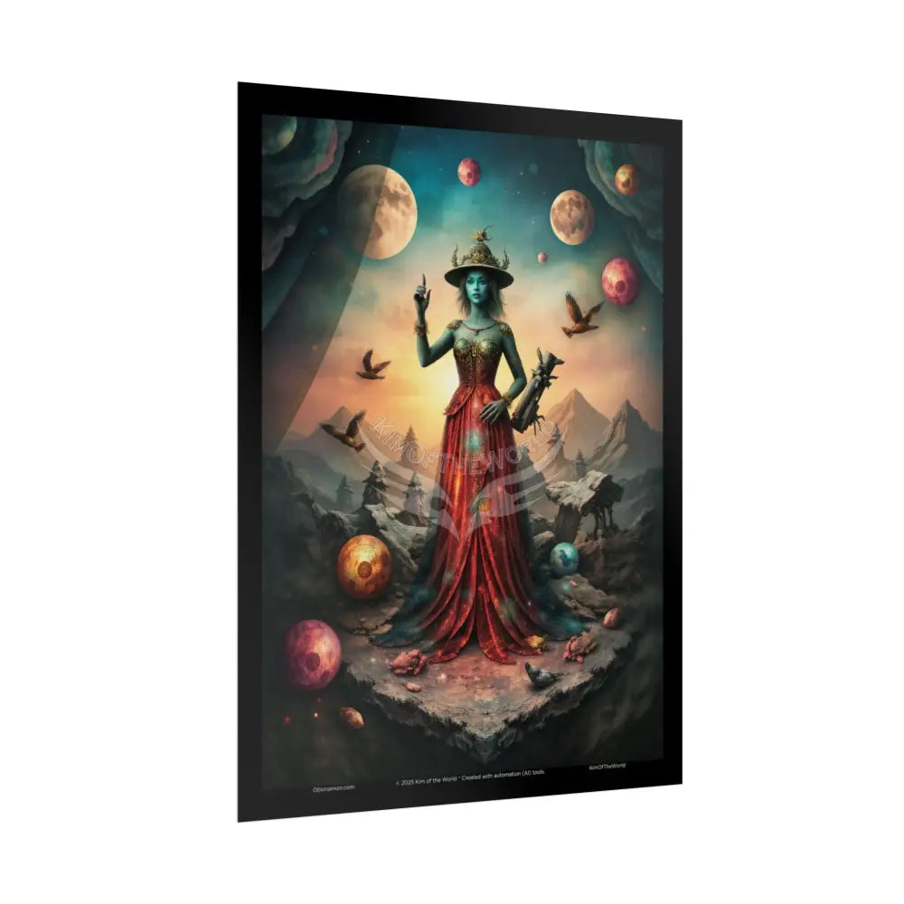 3D Celestial Gothic Forest Fantasy Witch Mystery Mashup Floral Art Poster — Surreal Blender Sculpture Print Poster
