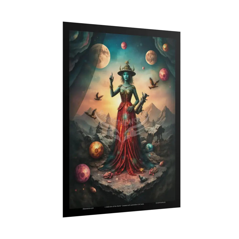 3D Celestial Gothic Forest Fantasy Witch Mystery Mashup Floral Art Poster — Surreal Blender Sculpture Print Poster