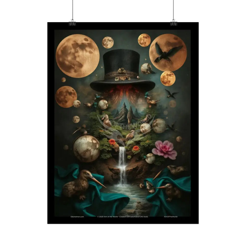 3D Celestial Gothic Mysterious Mashup Floral Art Poster — Surreal Blender Sculpture Print Poster