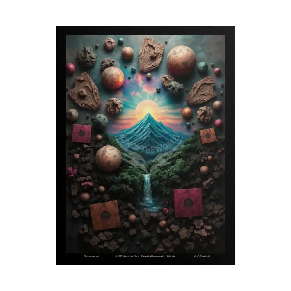 3D Celestial Gothic Mysterious Mashup Floral Art Poster — Surreal Blender Sculpture Print 18″ x 24″ (Vertical) / Matte