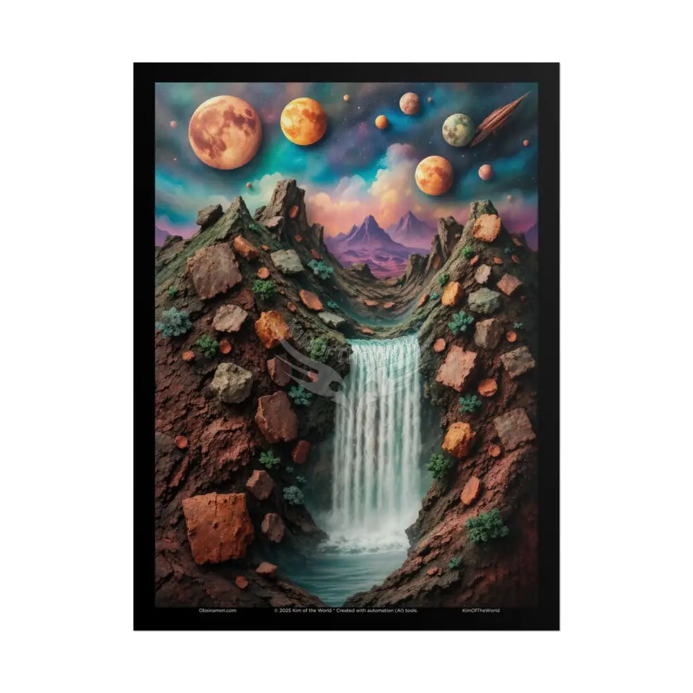 3D Celestial Gothic Mysterious Mashup Floral Art Poster — Surreal Blender Sculpture Print 18″ x 24″ (Vertical) / Matte