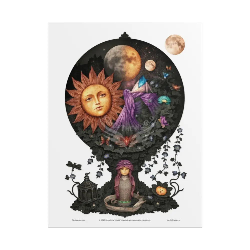 3D Celestial Gothic Mysterious Mashup Floral Art Poster — Surreal Blender Sculpture Print 18″ x 24″ (Vertical) / Matte