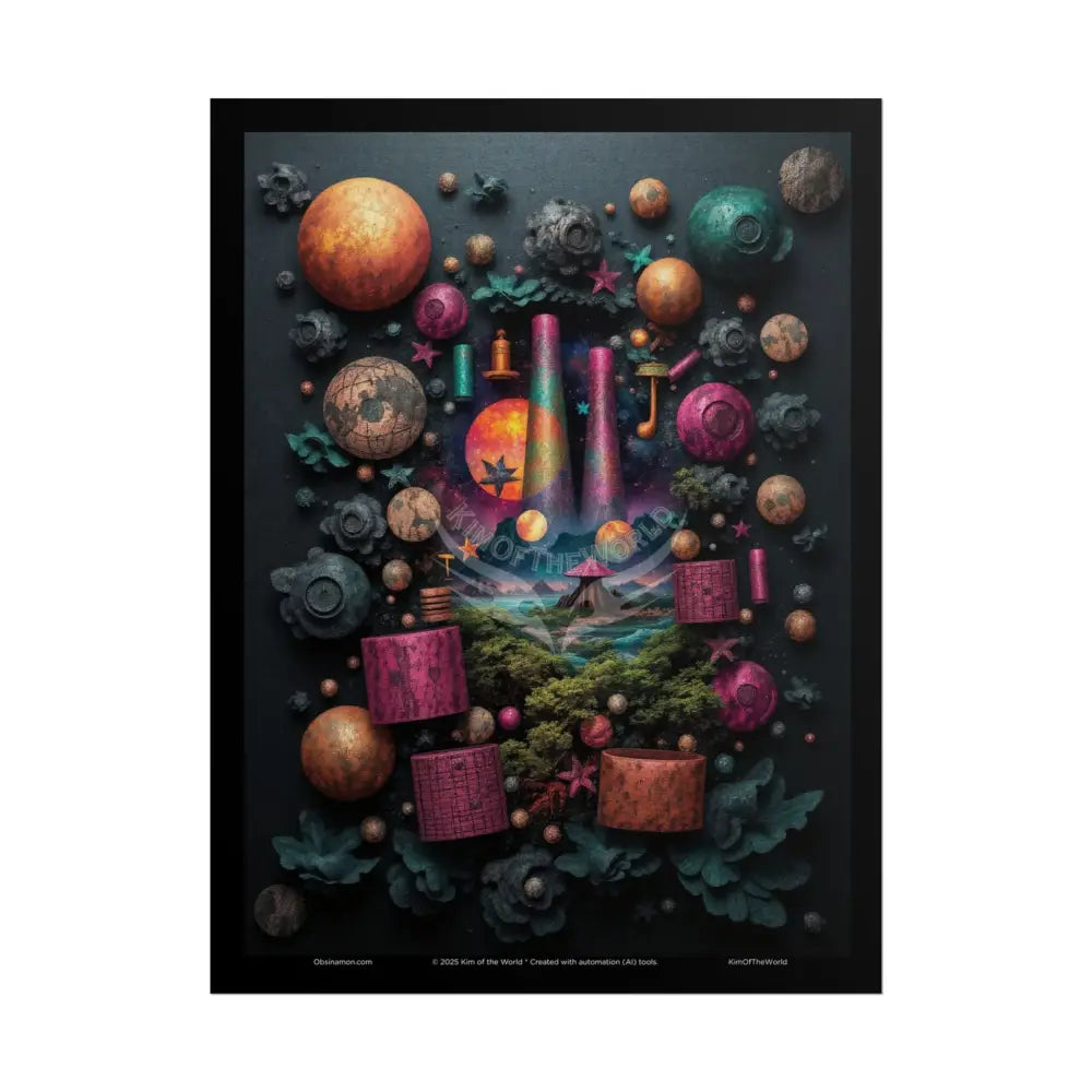 3D Celestial Gothic Mysterious Mashup Floral Art Poster — Surreal Blender Sculpture Print 18″ x 24″ (Vertical) / Matte
