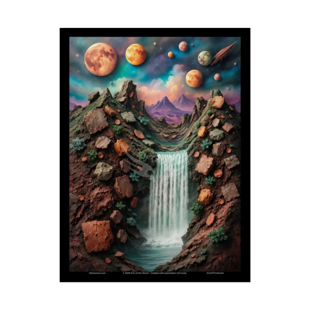 3D Celestial Gothic Mysterious Mashup Floral Art Poster — Surreal Blender Sculpture Print 18″ x 24″ (Vertical) / Semi