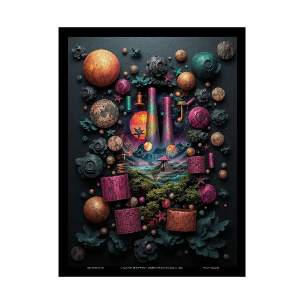 3D Celestial Gothic Mysterious Mashup Floral Art Poster — Surreal Blender Sculpture Print 18″ x 24″ (Vertical) / Semi
