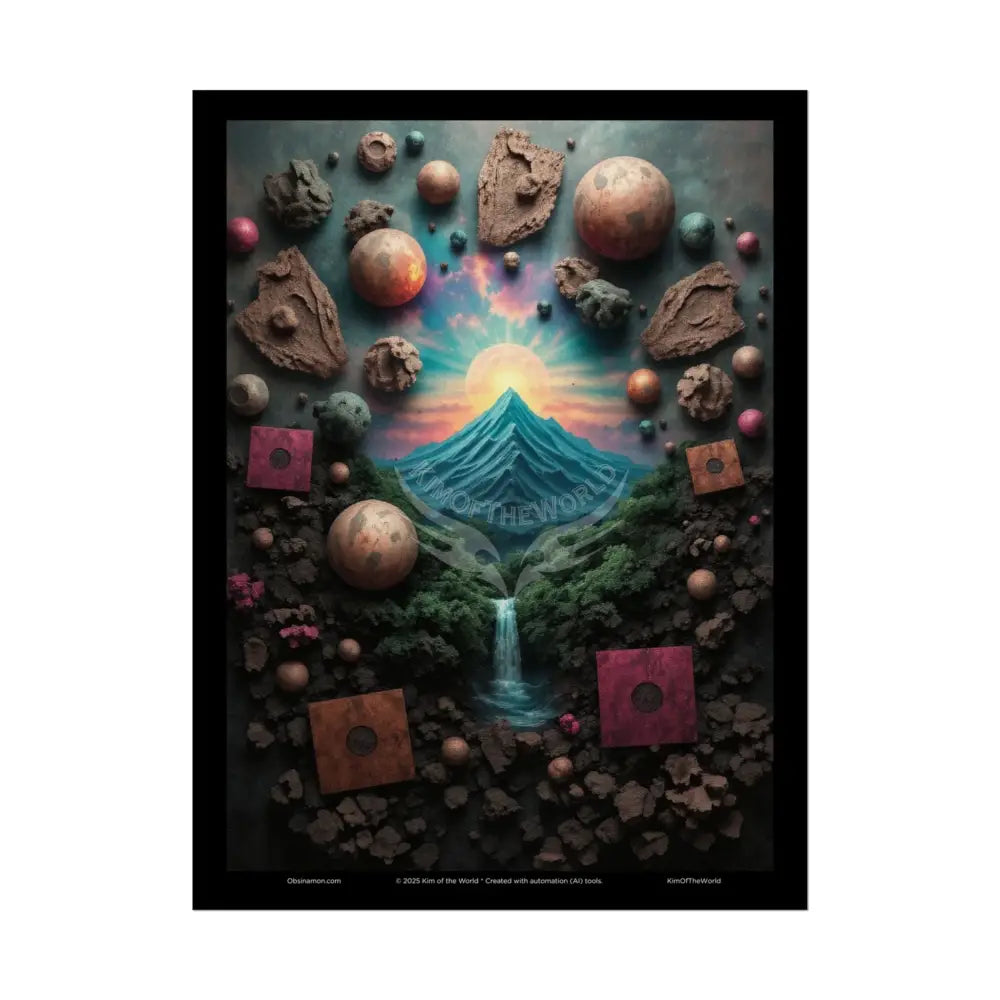 3D Celestial Gothic Mysterious Mashup Floral Art Poster — Surreal Blender Sculpture Print 18″ x 24″ (Vertical) / Semi