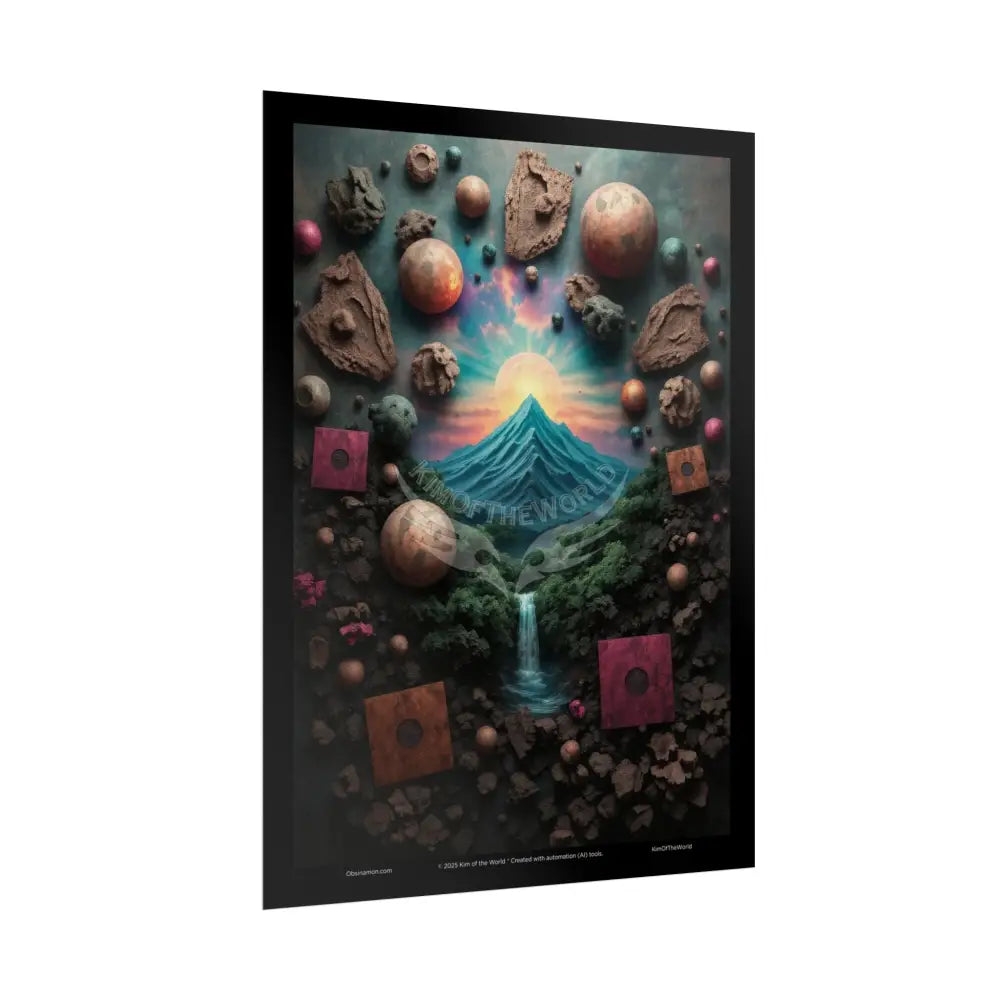 3D Celestial Gothic Mysterious Mashup Floral Art Poster — Surreal Blender Sculpture Print Poster