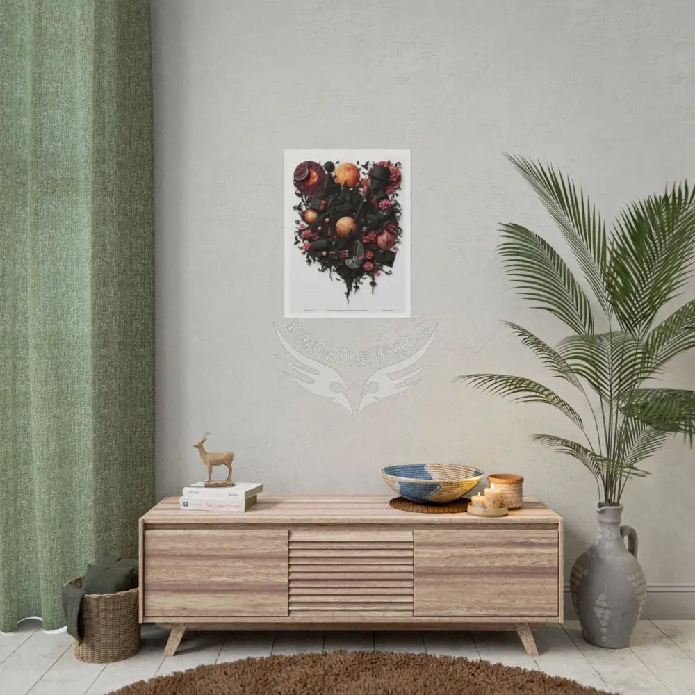 3D Celestial Gothic Mysterious Mashup Floral Art Poster — Surreal Blender Sculpture Print Poster