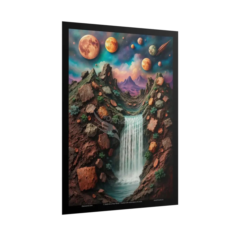 3D Celestial Gothic Mysterious Mashup Floral Art Poster — Surreal Blender Sculpture Print Poster