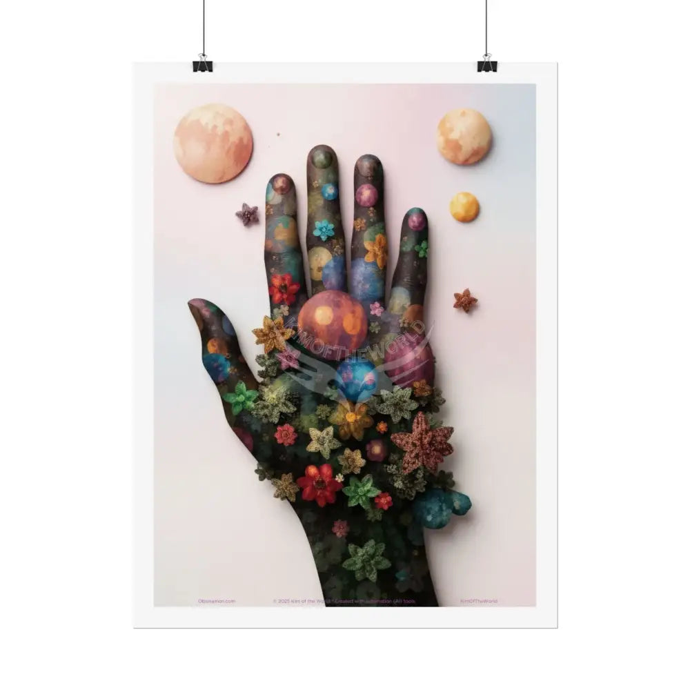 3D Celestial Gothic Mysterious Mashup Floral Art Poster — Surreal Blender Sculpture Print Poster