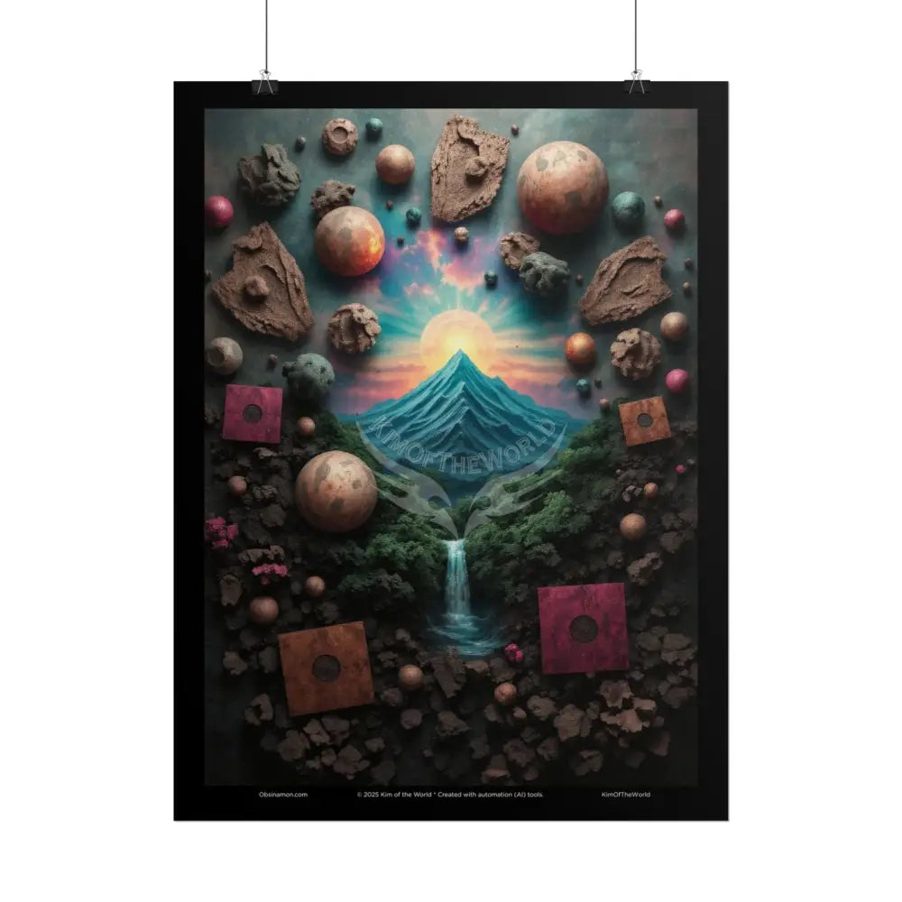 3D Celestial Gothic Mysterious Mashup Floral Art Poster — Surreal Blender Sculpture Print Poster