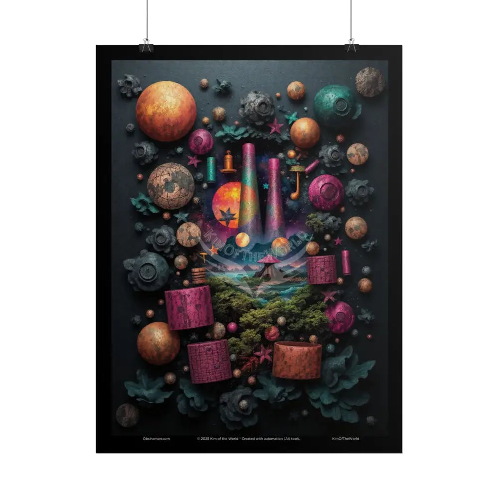 3D Celestial Gothic Mysterious Mashup Floral Art Poster — Surreal Blender Sculpture Print Poster