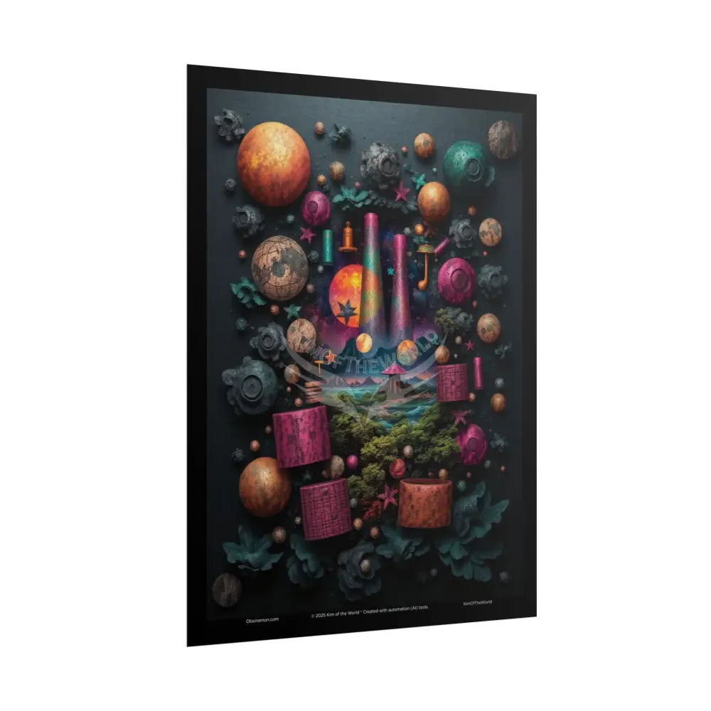 3D Celestial Gothic Mysterious Mashup Floral Art Poster — Surreal Blender Sculpture Print Poster