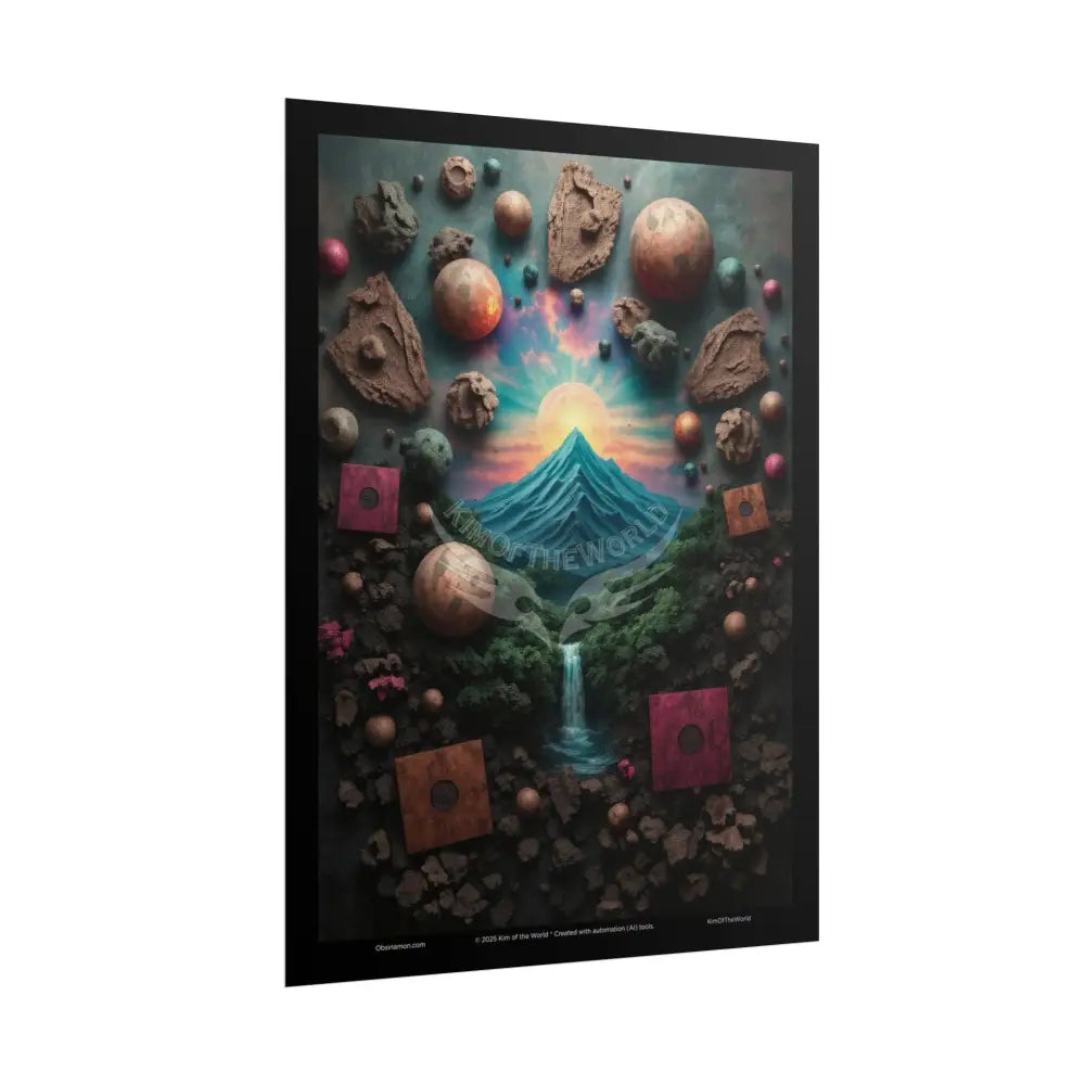 3D Celestial Gothic Mysterious Mashup Floral Art Poster — Surreal Blender Sculpture Print Poster