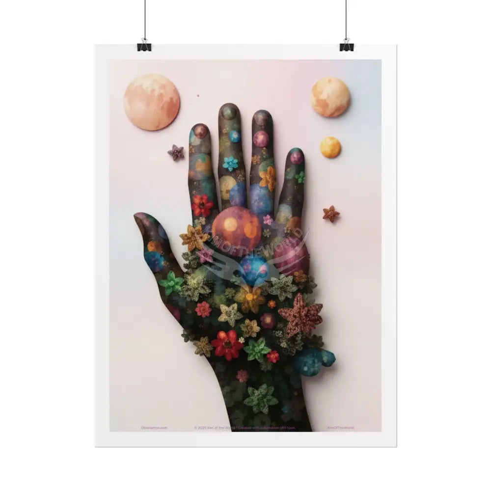 3D Celestial Gothic Mysterious Mashup Floral Art Poster — Surreal Blender Sculpture Print Poster