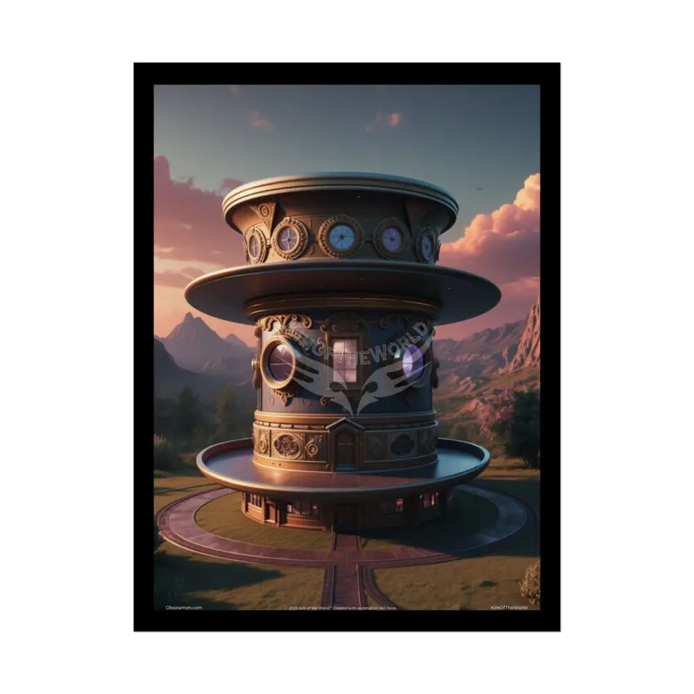 3D Celestial Gothic Top Hat Floral Art Poster — Surreal Blender Sculpture Print 18″ x 24″ (Vertical) / Semi Glossy