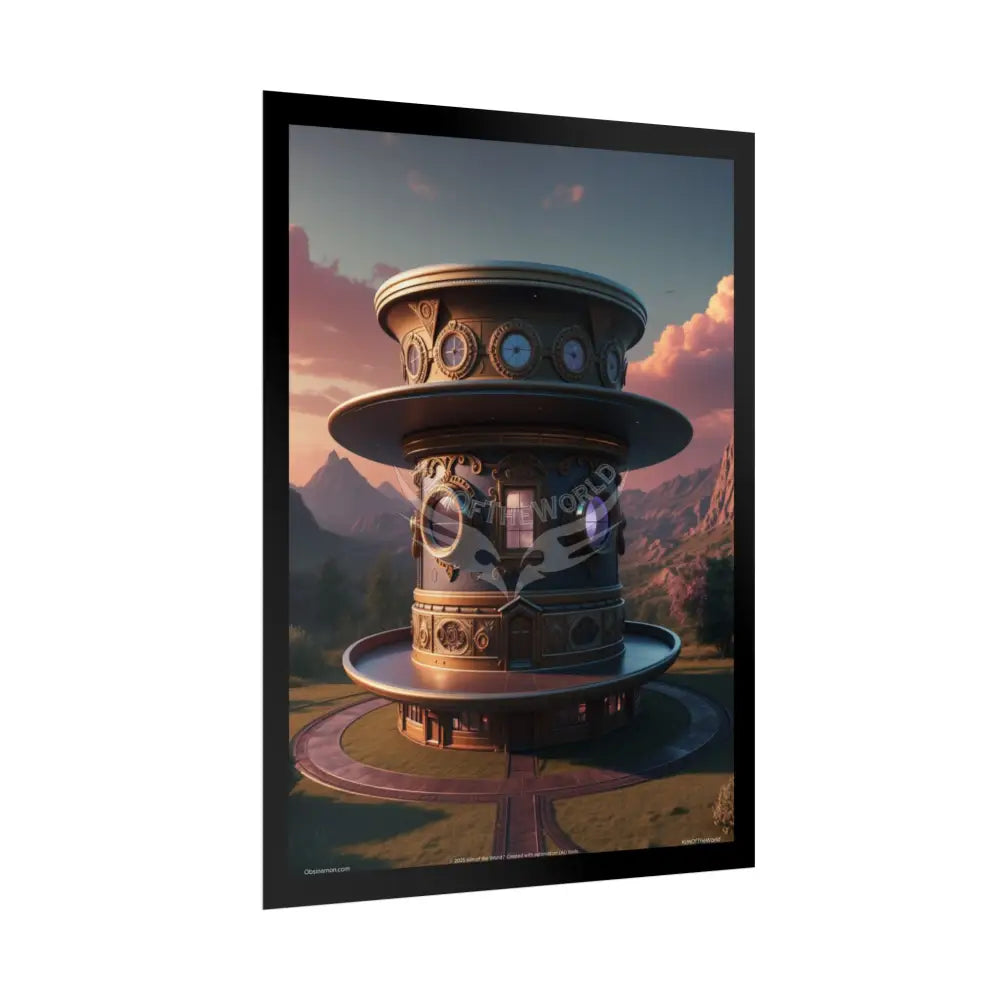 3D Celestial Gothic Top Hat Floral Art Poster — Surreal Blender Sculpture Print Poster