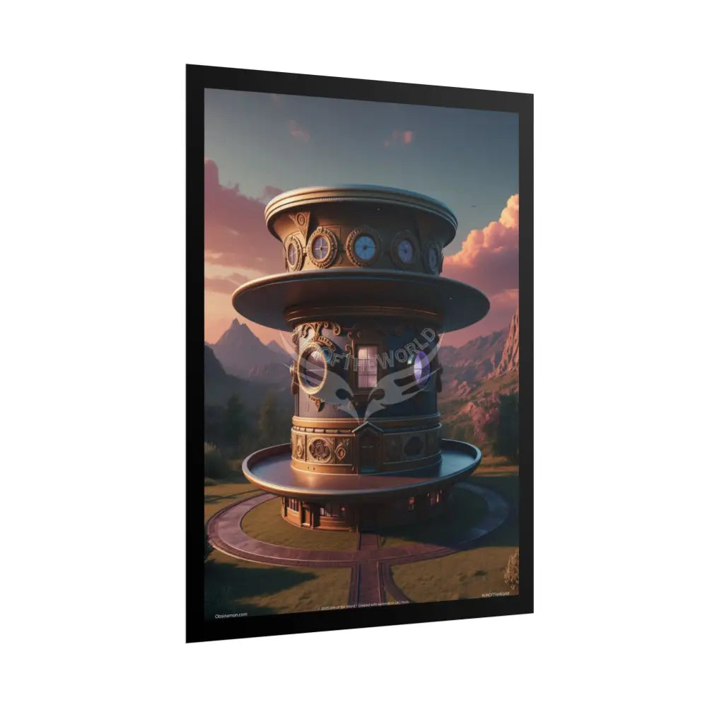 3D Celestial Gothic Top Hat Floral Art Poster — Surreal Blender Sculpture Print Poster