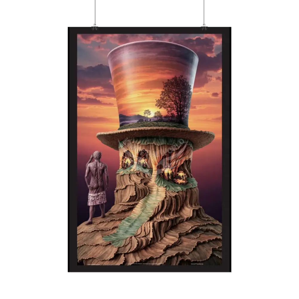 3D Celestial Gothic Top Hat Weird Art Poster — Surreal Blender Sculpture Print Poster