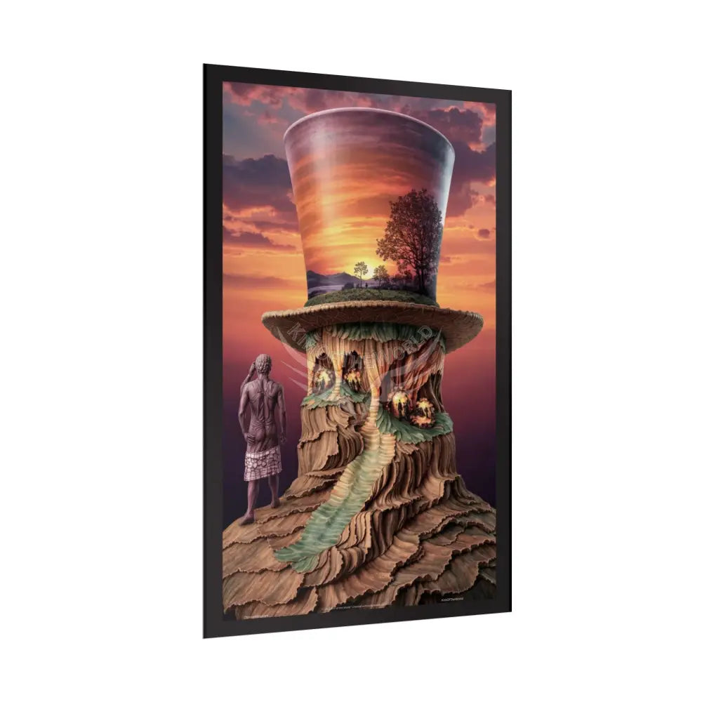 3D Celestial Gothic Top Hat Weird Art Poster — Surreal Blender Sculpture Print Poster