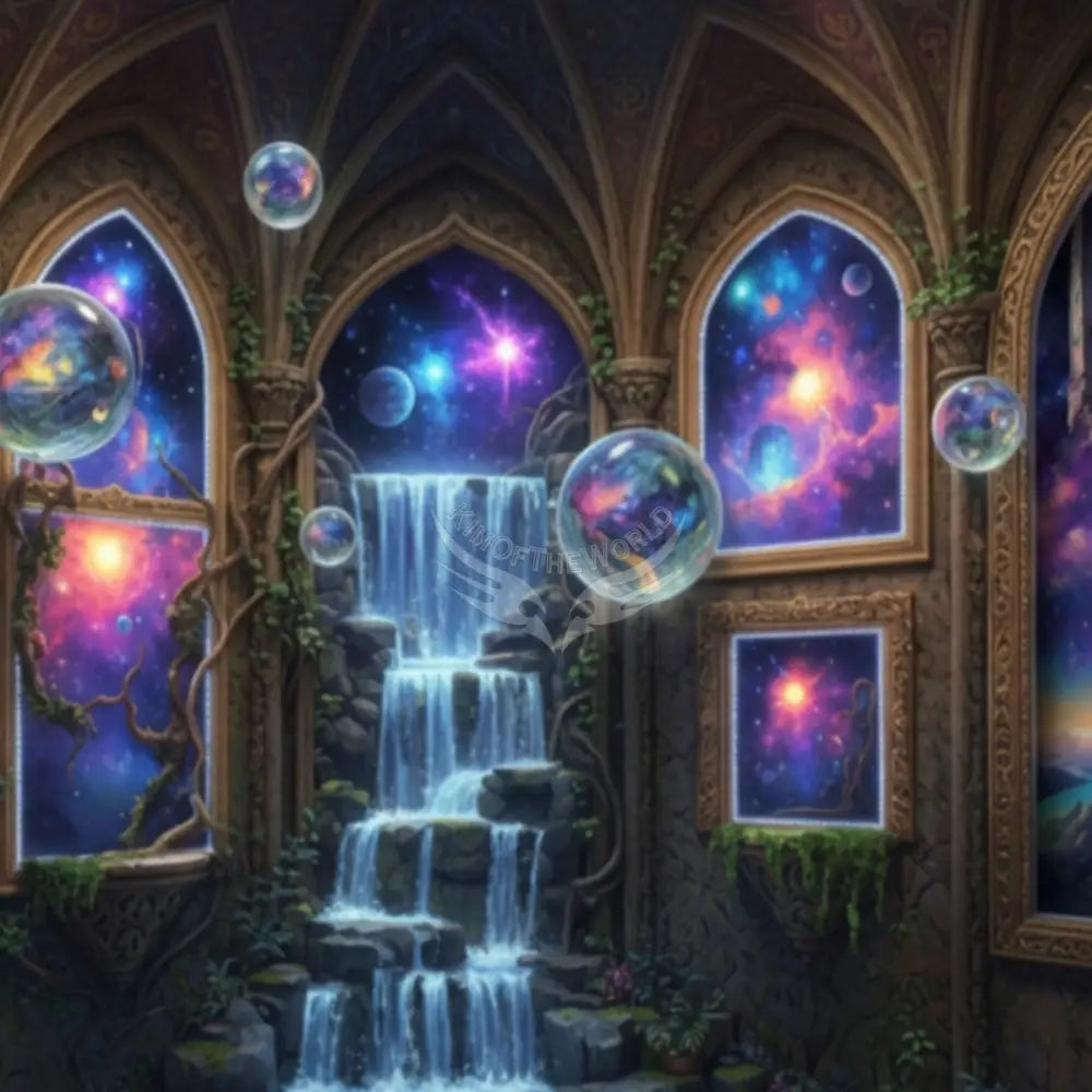 3D Celestial Waterfall Fae Orbs Garden Unpasted Mural Wallpaper 144’’x100’’ - 144’’x100’’ - Wall Coverings