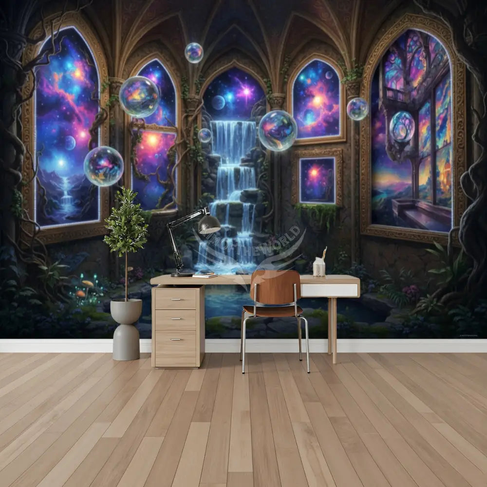3D Celestial Waterfall Fae Orbs Garden Unpasted Mural Wallpaper 144’’x100’’ - 144’’x100’’ - Wall Coverings