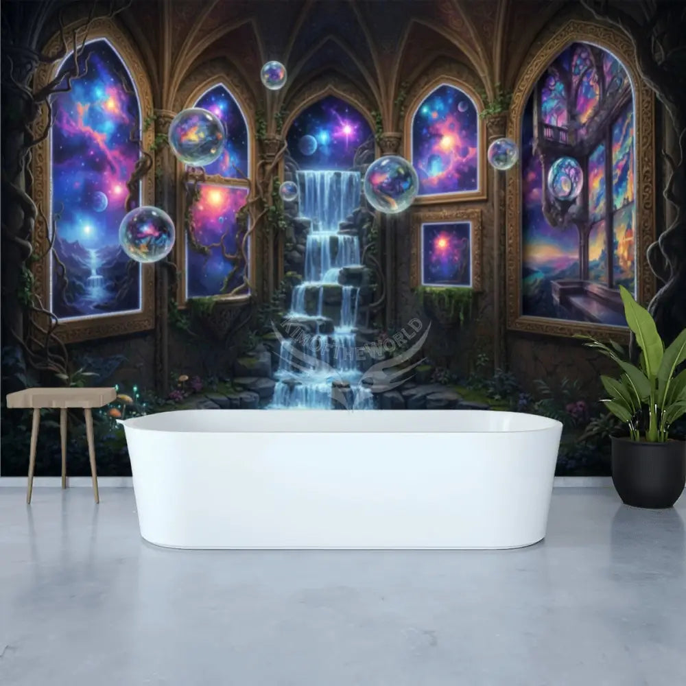 3D Celestial Waterfall Fae Orbs Garden Unpasted Mural Wallpaper 144’’x100’’ - 144’’x100’’ - Wall Coverings