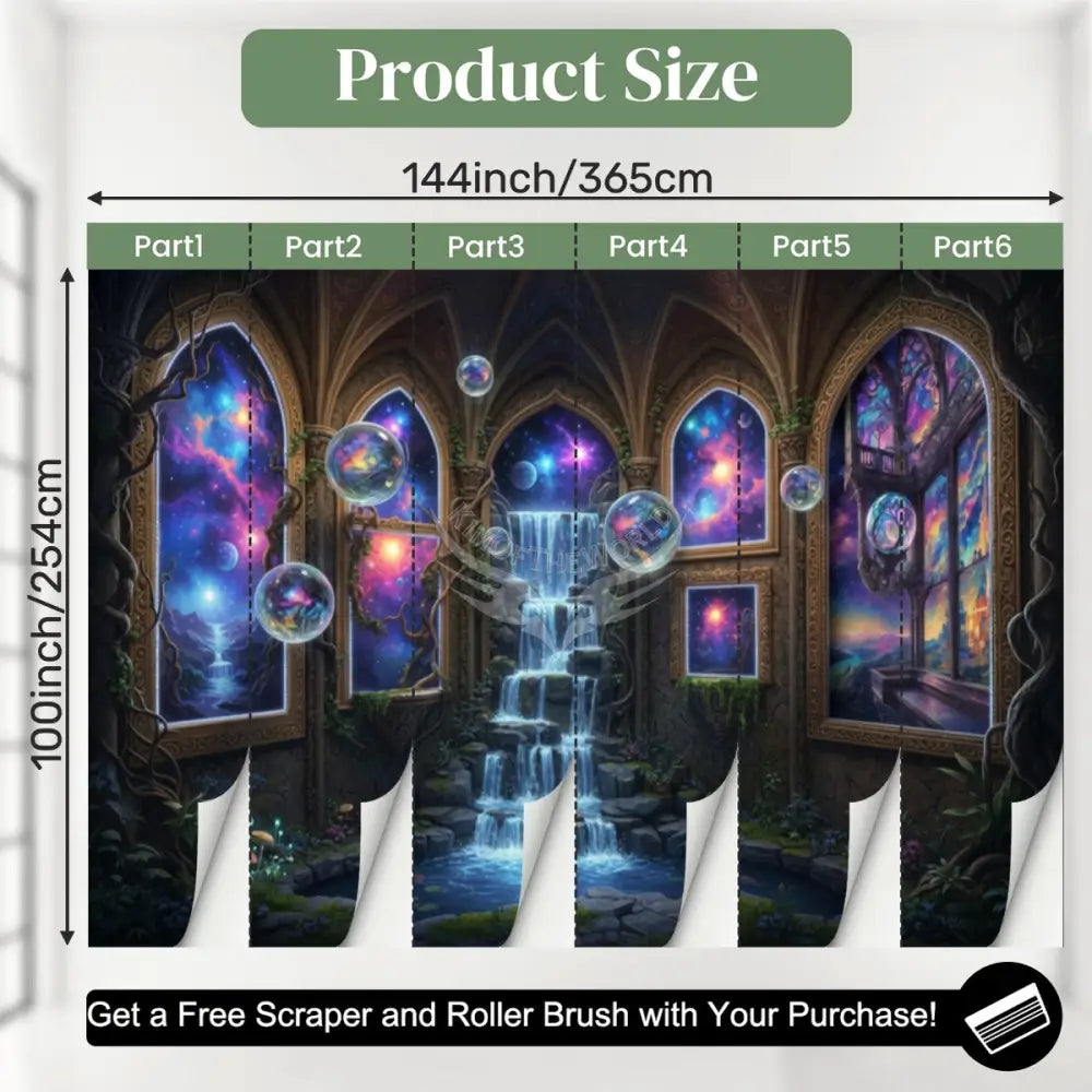 3D Celestial Waterfall Fae Orbs Garden Unpasted Mural Wallpaper 144’’x100’’ - 144’’x100’’ - Wall Coverings