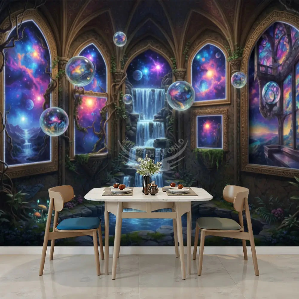 3D Celestial Waterfall Fae Orbs Garden Unpasted Mural Wallpaper 144’’x100’’ - 144’’x100’’ - Wall Coverings