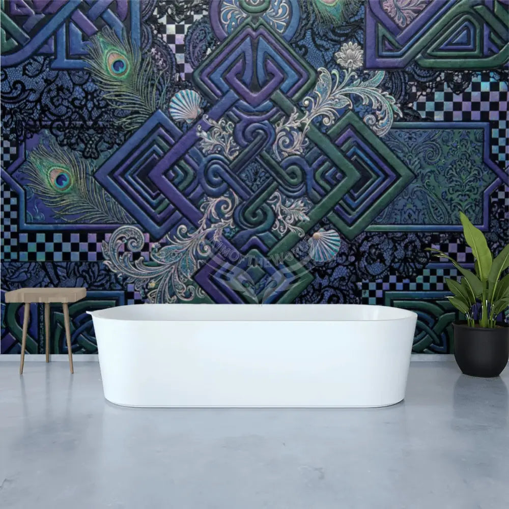 3D Celtic Blue and Green Unpasted Mural Wallpaper 144’’x100’’ 144’’x100’’ Wall Coverings